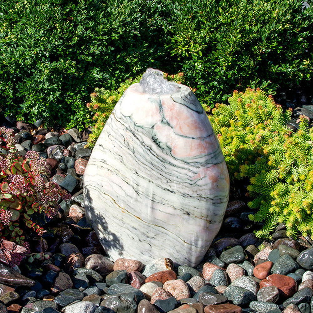 Almond shaped pink marble stone fountain product
