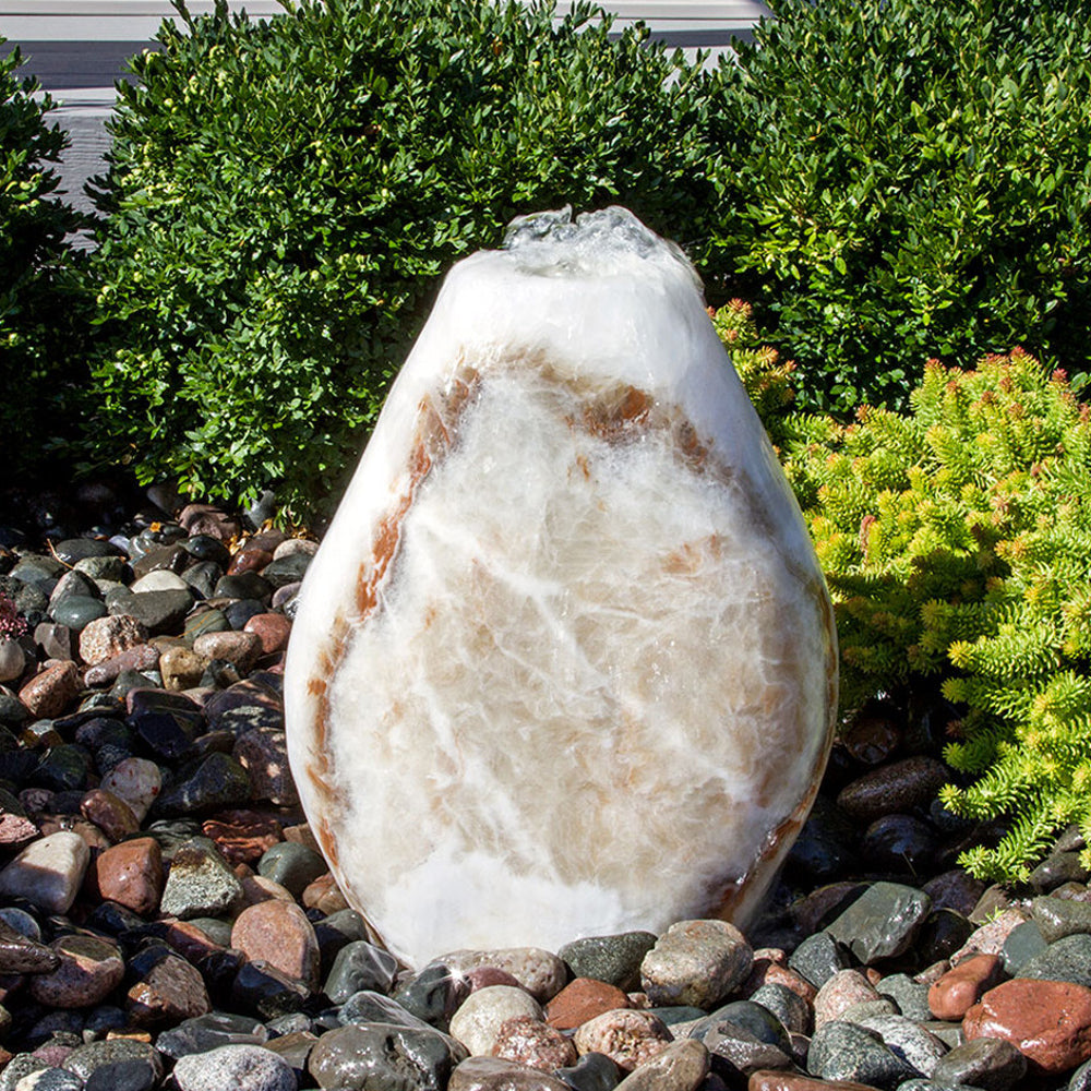 Almond shaped red onyx stone fountain product image