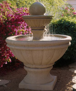 Concrete 2 Tiered Tuscany Fountain with Ball for garden or patio