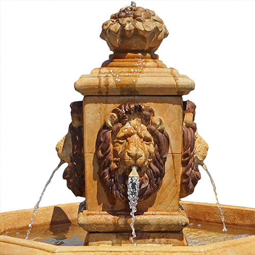 Classic Lion Cast Stone Outdoor Fountain