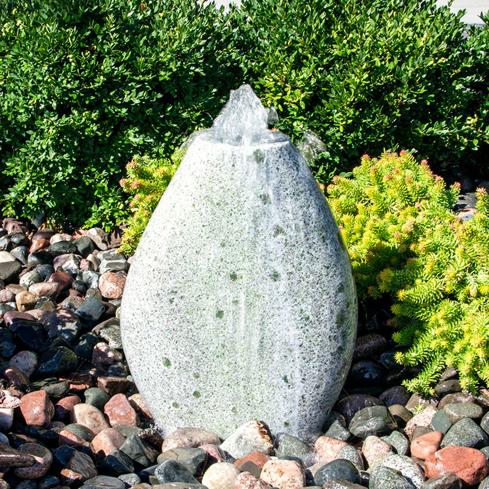 Almond shaped green marble stone fountain product