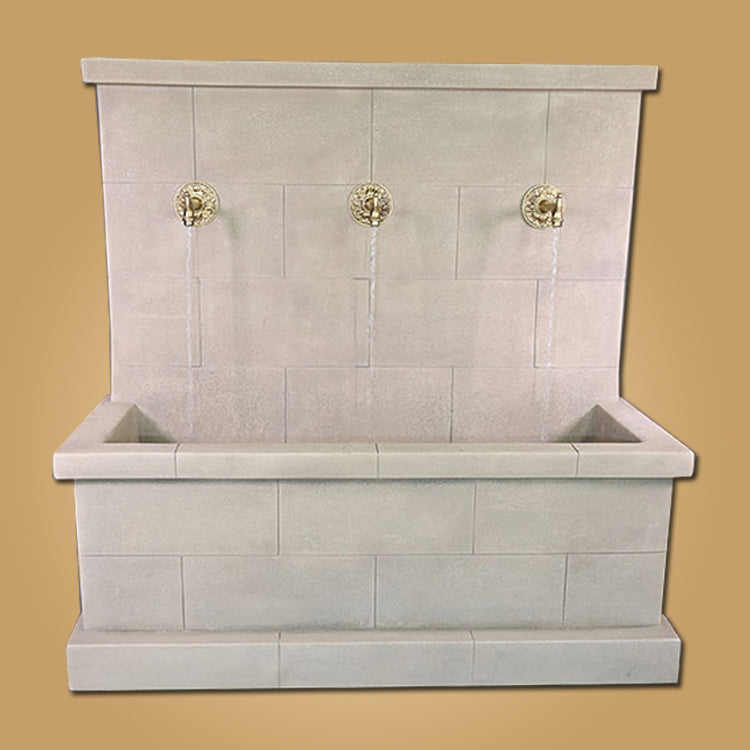 Antibes Trois Wall Fountain with Bronze Spouts
