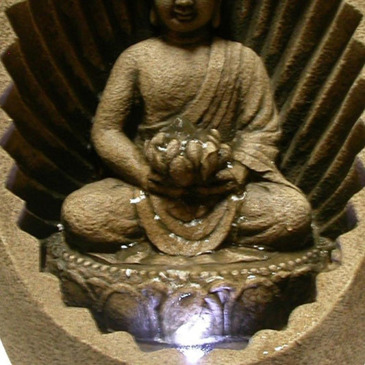 Buddha Tabletop Fountain with LED Light for Home Decor