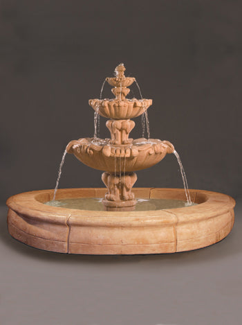 Gray Vesuvio Fountain with Fiore Pond