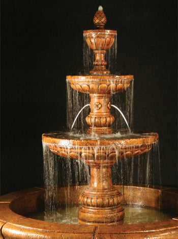 Mediterranean Fountain with Plumbed Spacer and Fiore Pond outdoor water feature